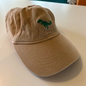 Tan Ball Cap with Green Dinosaur Embroidery